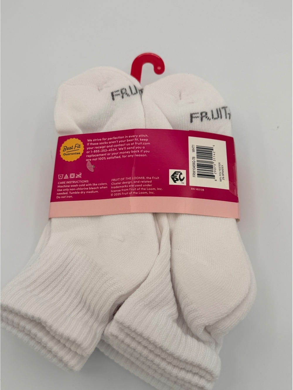Fruit of the Loom All Day Comfort White Ankle Socks 6 Pack + 1 Free Pair, Shoe 4 - Picture 3 of 5